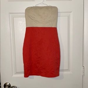 Strapless Ivory & Coral Dress
